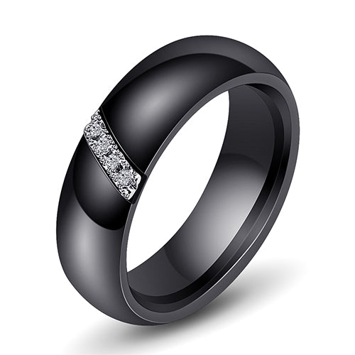 Simple Nano Ceramic Ring Trend Titanium Steel with Zircon Rings, 10, 7, 8, 9, 6