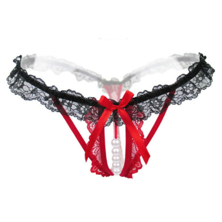 Lady Pierced Sexy Panties Temptation Lace Translucent T Underwear, One Size