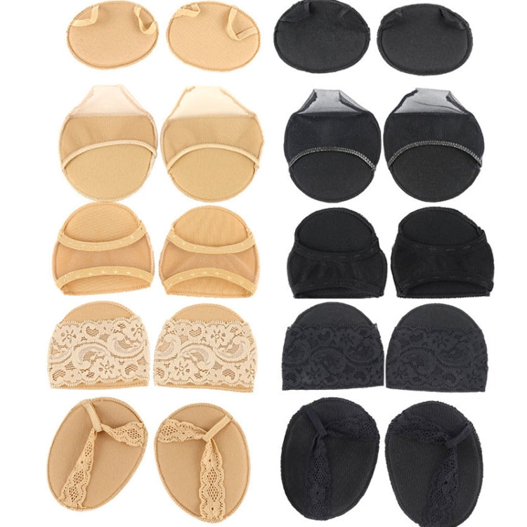 5 Pairs Invisible And Comfortable Sponge Thickened Half Pad Sweat-Absorbent And Breathable Forefoot Pad, Two Toe Skin, Two Toe Black, Wrap Head Skin, Wrap Head Black, Fish Mouth Skin, Fish Mouth Black, Flower Skin, Flower Black, People Skin, People Black