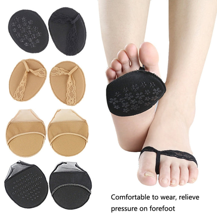 5 Pairs Invisible And Comfortable Sponge Thickened Half Pad Sweat-Absorbent And Breathable Forefoot Pad, Two Toe Skin, Two Toe Black, Wrap Head Skin, Wrap Head Black, Fish Mouth Skin, Fish Mouth Black, Flower Skin, Flower Black, People Skin, People Black