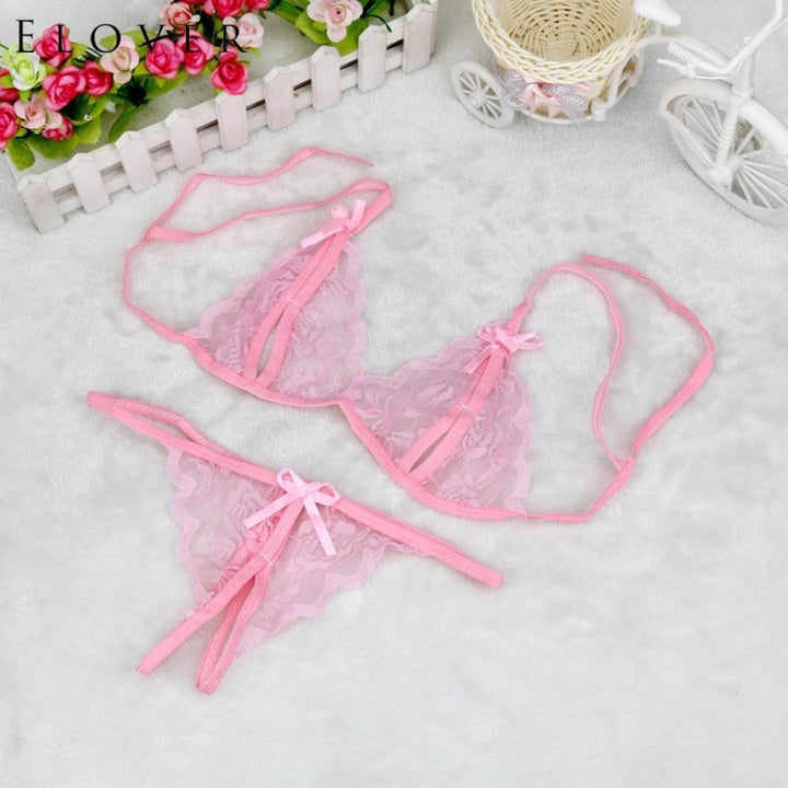 Lady Lotion Open Sexy Lace Three-Point Erotic Lingerie Open Panties Temptation Set, One Size