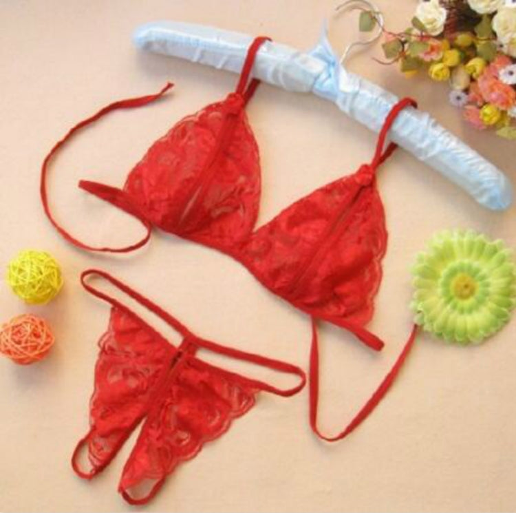 Lady Lotion Open Sexy Lace Three-Point Erotic Lingerie Open Panties Temptation Set, One Size