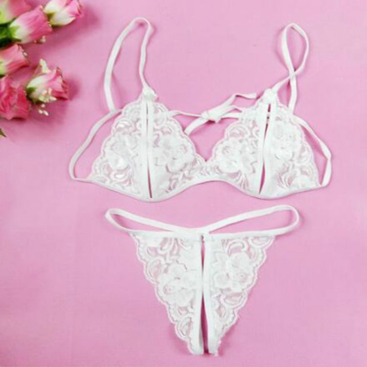 Lady Lotion Open Sexy Lace Three-Point Erotic Lingerie Open Panties Temptation Set, One Size