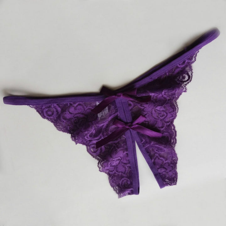 Sexy Opening Crotch Panties Flower Lace Briefs Thongs, One Size