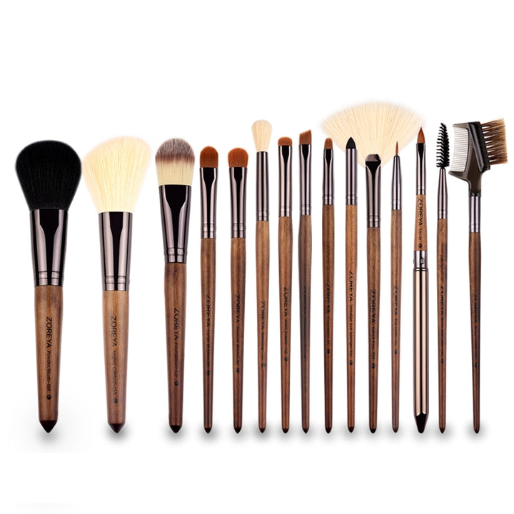 ZOREYA 15 In 1 Black Walnut Makeup Brush Set Full Set of Beauty Tools Nylon Hair Powder Brush Makeup Brush