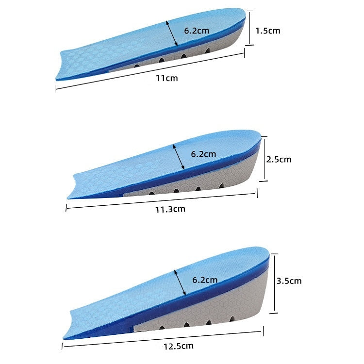 Half-Size Inner Heightening Pads Soft And Comfortable Invisible Shock Absorption Increased Insoles, 1.5cm, 2.5cm, 3.5cm