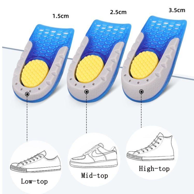 Half-Size Inner Heightening Pads Soft And Comfortable Invisible Shock Absorption Increased Insoles, 1.5cm, 2.5cm, 3.5cm