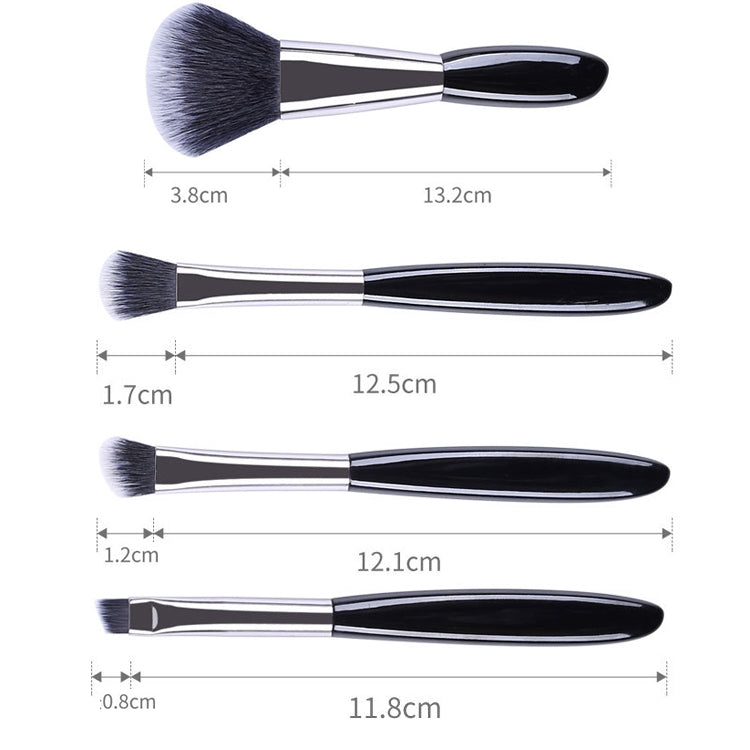 4 In 1 Black Pebbles Makeup Brush Set Eyeshadow Brush Foundation Brush Portable Makeup Brush,Style:, Bare Brush, Brush + Makeup Brush Bag