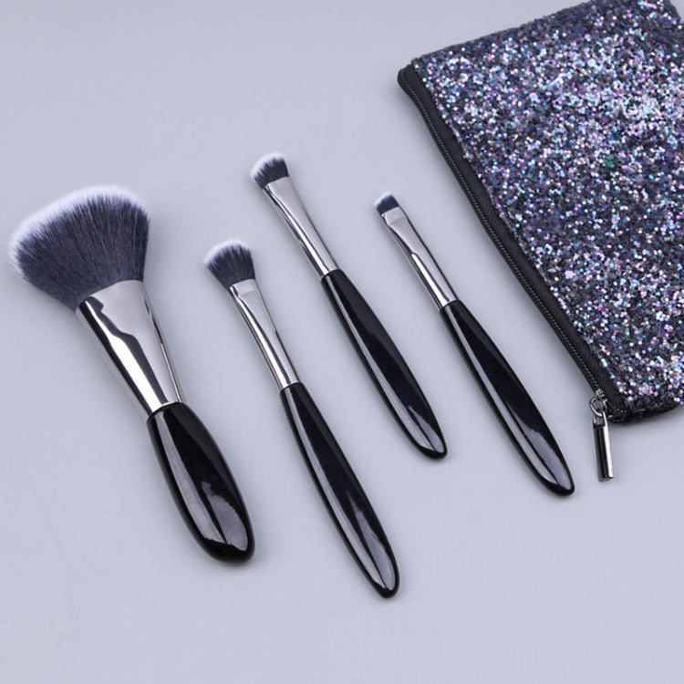 4 In 1 Black Pebbles Makeup Brush Set Eyeshadow Brush Foundation Brush Portable Makeup Brush,Style:, Bare Brush, Brush + Makeup Brush Bag