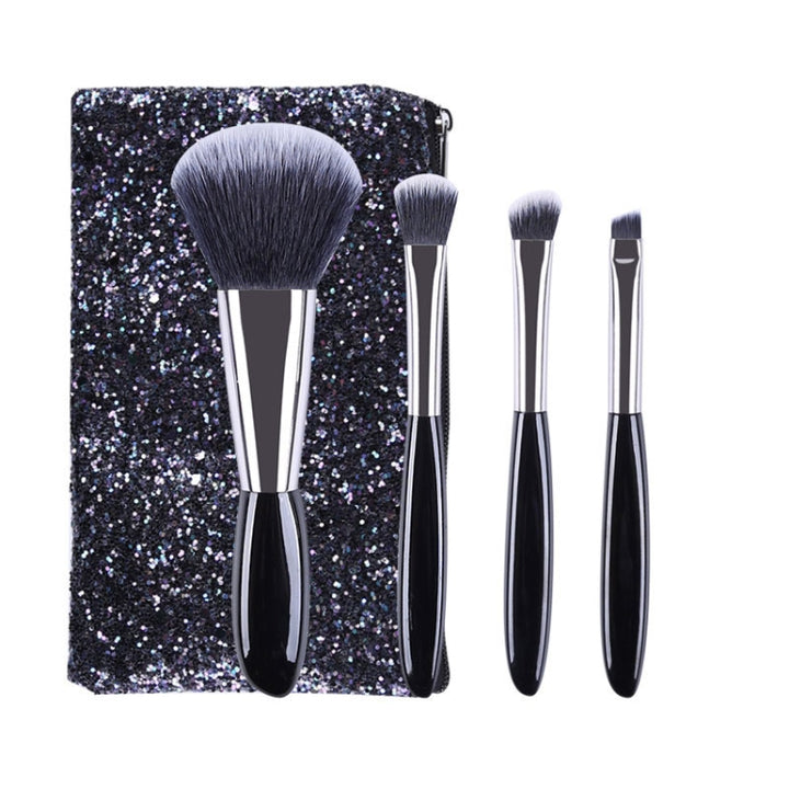 4 In 1 Black Pebbles Makeup Brush Set Eyeshadow Brush Foundation Brush Portable Makeup Brush,Style:, Bare Brush, Brush + Makeup Brush Bag