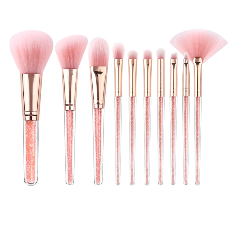 ZOREYA 10 In One Pink Crystal Transparent Handle Makeup Brush Set Makeup Tools,Style:, With Brush Bag, Bare Brush