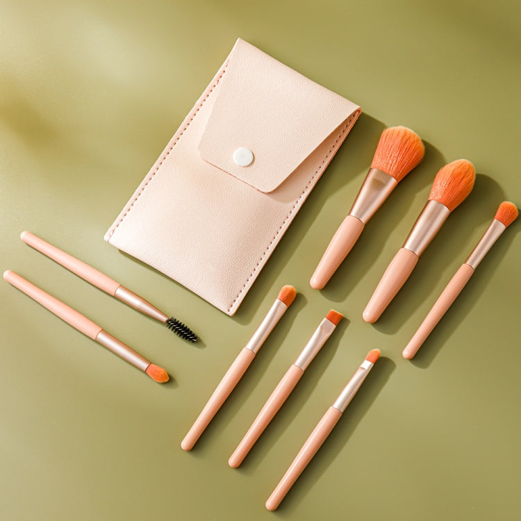 8-in-1 Mini Wooden Handle Makeup Brush Set Portable Loose Powder Brush