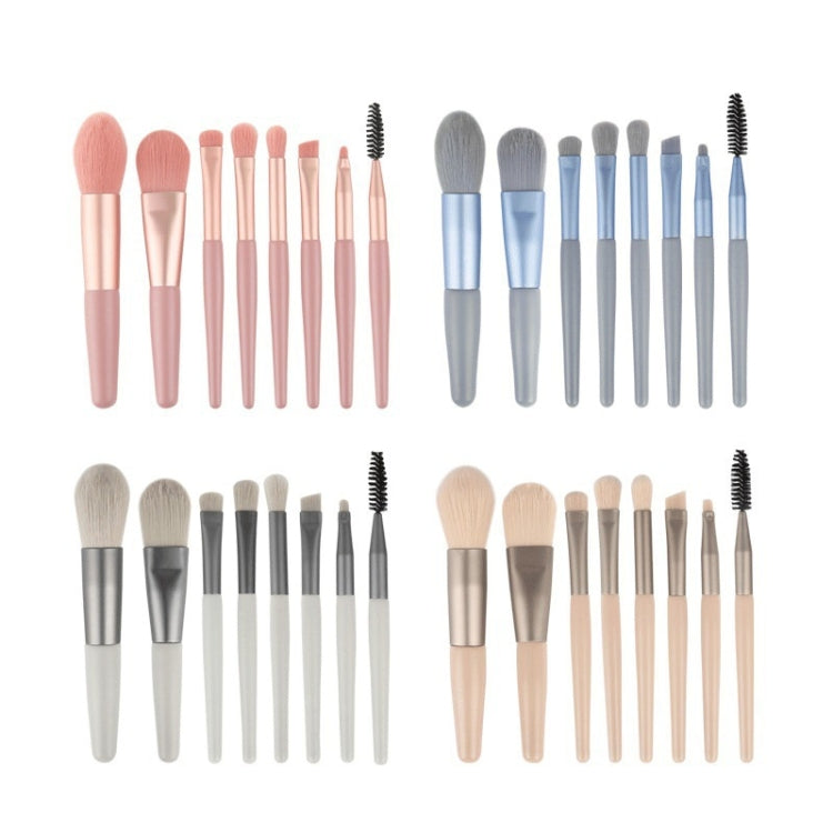 8-in-1 Mini Wooden Handle Makeup Brush Set Portable Loose Powder Brush