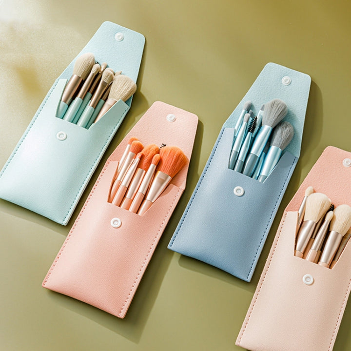 8-in-1 Mini Wooden Handle Makeup Brush Set Portable Loose Powder Brush