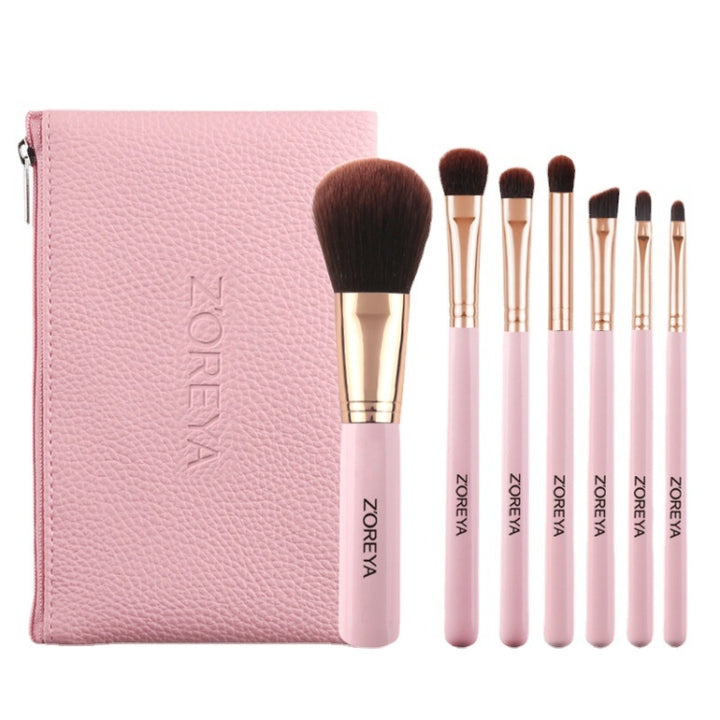 ZOREYA ZS744 7 In 1 Makeup Brush Set Beauty Tools Brush, Pink + Bag, Black + Bag, Pink + Iron Box, Black + Iron Box