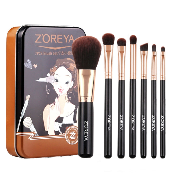 ZOREYA ZS744 7 In 1 Makeup Brush Set Beauty Tools Brush, Pink + Bag, Black + Bag, Pink + Iron Box, Black + Iron Box