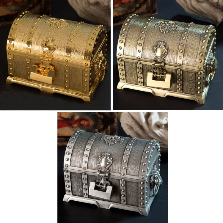 Double-Layer Jewel Box With Lock Metal Decorative Ornaments, 17.5x13.5x12.5cm