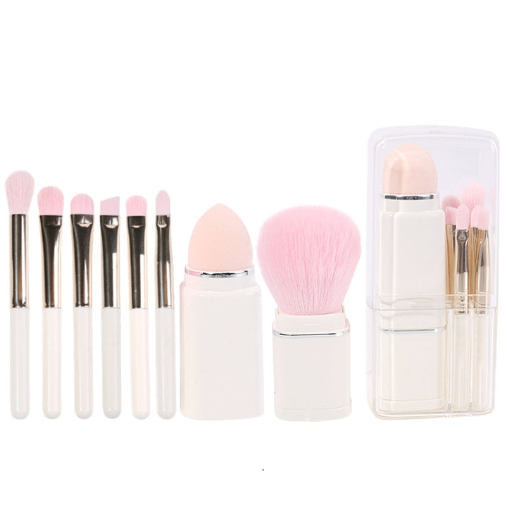 8-in-1 Square Makeup Brush Mini Portable Retractable Blush Brush Eye Shadow Brush Novice Makeup Set, 8 in 1( Wine Red), 8 in 1(Light-skinned), 8 in 1(Light Blue), 8 in 1(Milk White)