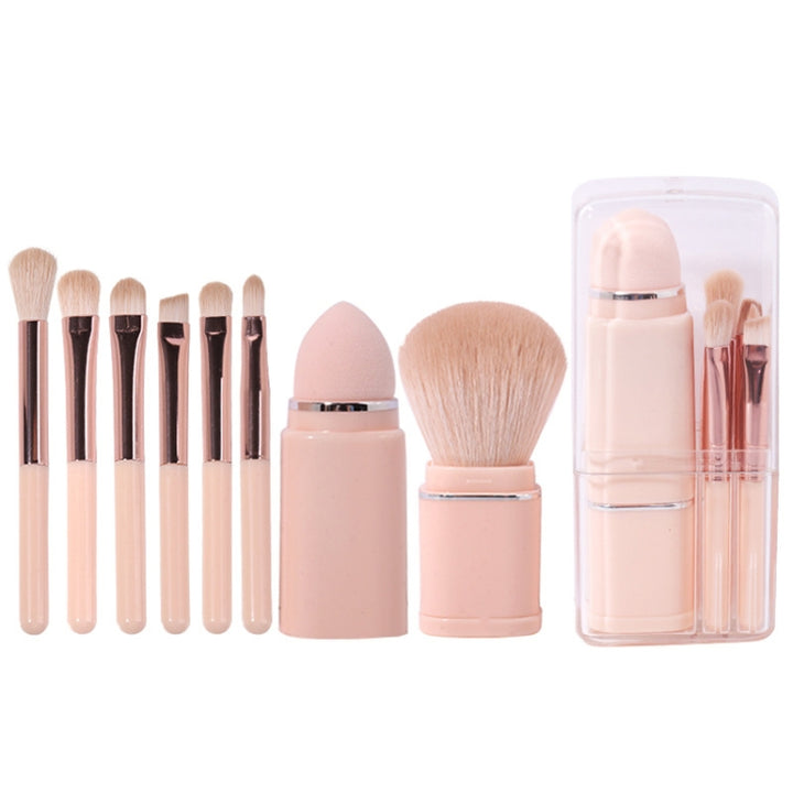 8-in-1 Square Makeup Brush Mini Portable Retractable Blush Brush Eye Shadow Brush Novice Makeup Set, 8 in 1( Wine Red), 8 in 1(Light-skinned), 8 in 1(Light Blue), 8 in 1(Milk White)