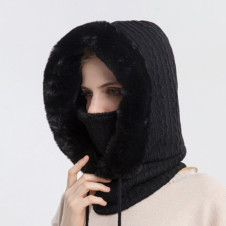 One-piece Cold-proof and Keep Warm Hedging Cap Scarf Face Mask, Black, Pink, Grey, Khaki, Turmeric, Beige, Skin Red, Navy Blue