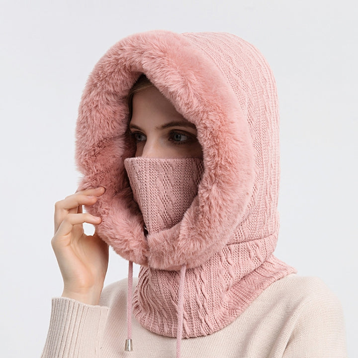 One-piece Cold-proof and Keep Warm Hedging Cap Scarf Face Mask, Black, Pink, Grey, Khaki, Turmeric, Beige, Skin Red, Navy Blue