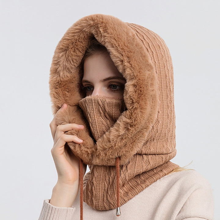 One-piece Cold-proof and Keep Warm Hedging Cap Scarf Face Mask, Black, Pink, Grey, Khaki, Turmeric, Beige, Skin Red, Navy Blue