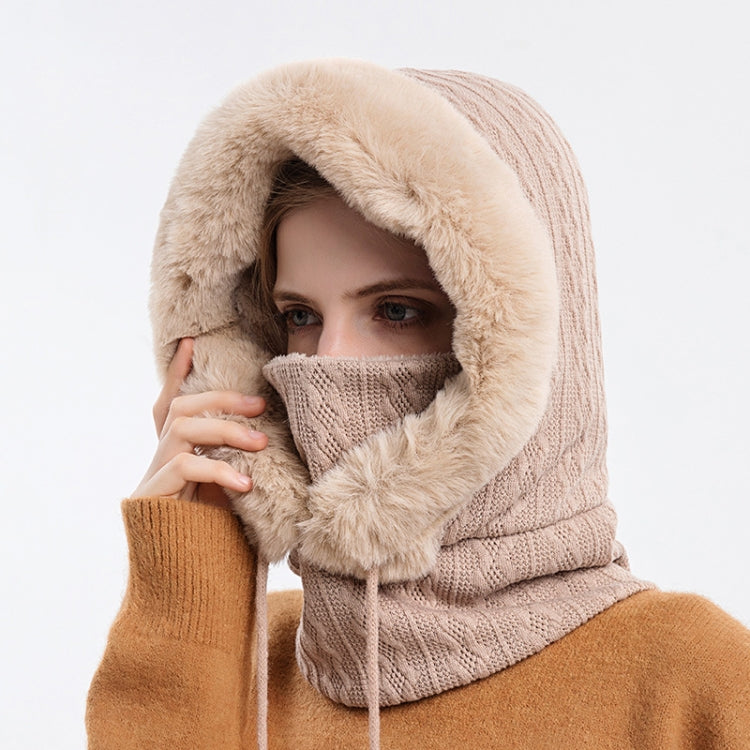 One-piece Cold-proof and Keep Warm Hedging Cap Scarf Face Mask, Black, Pink, Grey, Khaki, Turmeric, Beige, Skin Red, Navy Blue