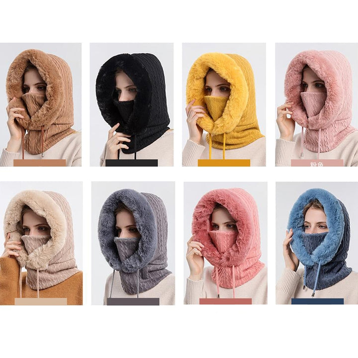 One-piece Cold-proof and Keep Warm Hedging Cap Scarf Face Mask, Black, Pink, Grey, Khaki, Turmeric, Beige, Skin Red, Navy Blue