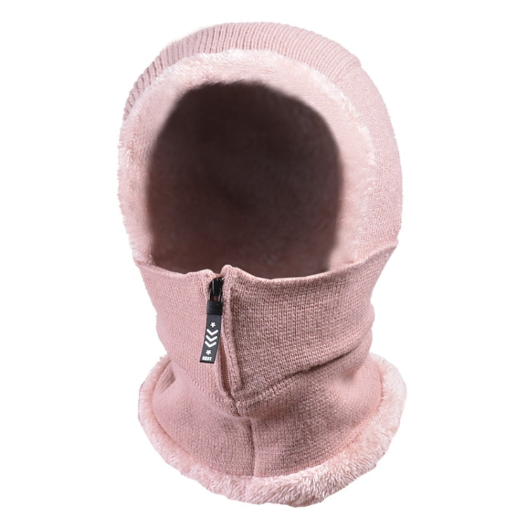 Knit Ear Protection Plus Velvet Thickening One-piece Hat Scarf Face Mask, Black, Pink, Red Wine, Grey, Navy Blue, Caramel, Beige