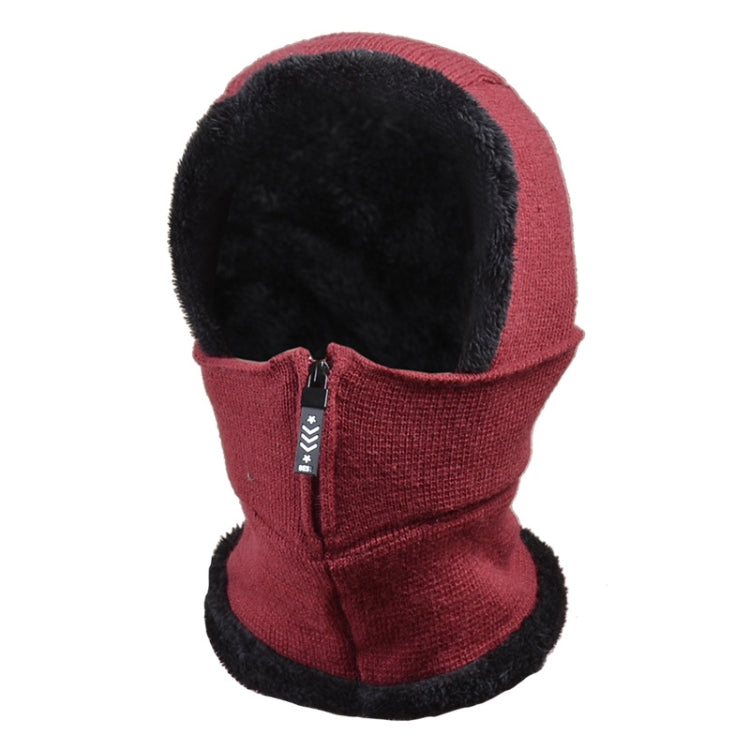 Knit Ear Protection Plus Velvet Thickening One-piece Hat Scarf Face Mask, Black, Pink, Red Wine, Grey, Navy Blue, Caramel, Beige