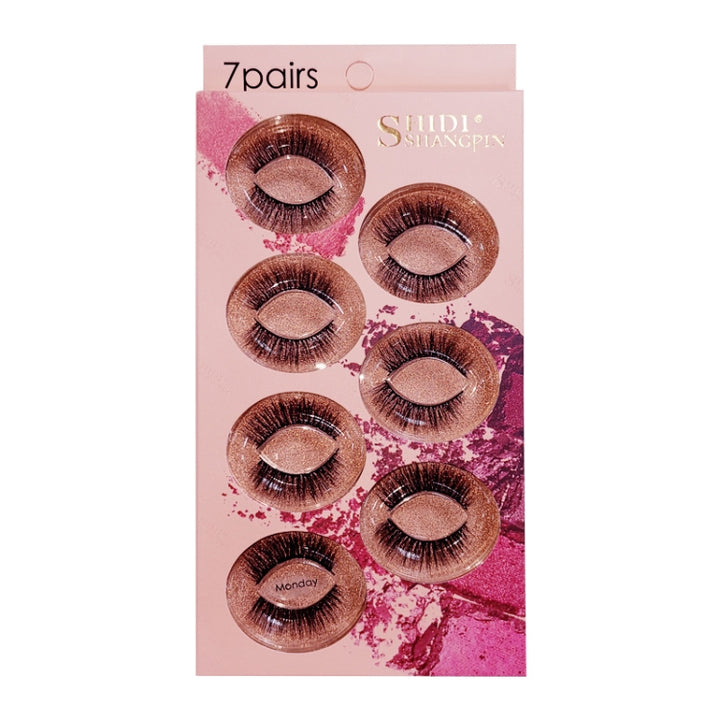 ShidiShangpin 3D Mink False Eyelashes Natural Three-Dimensional 7 Pairs Of Eyelashes Set, Monday, Tuesday, Wednesday, Thursday, Friday, Saturday, Sunday, Mixed Pack