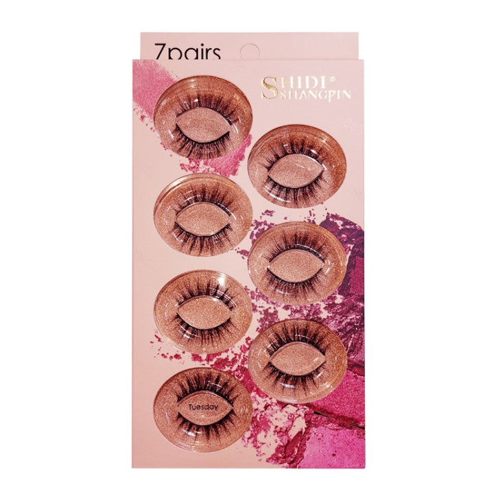 ShidiShangpin 3D Mink False Eyelashes Natural Three-Dimensional 7 Pairs Of Eyelashes Set, Monday, Tuesday, Wednesday, Thursday, Friday, Saturday, Sunday, Mixed Pack