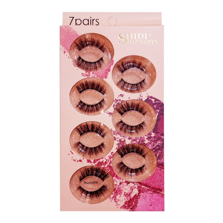 ShidiShangpin 3D Mink False Eyelashes Natural Three-Dimensional 7 Pairs Of Eyelashes Set, Monday, Tuesday, Wednesday, Thursday, Friday, Saturday, Sunday, Mixed Pack