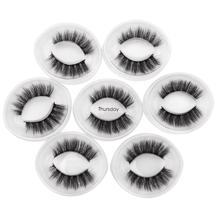 ShidiShangpin 3D Mink False Eyelashes Natural Three-Dimensional 7 Pairs Of Eyelashes Set, Monday, Tuesday, Wednesday, Thursday, Friday, Saturday, Sunday, Mixed Pack