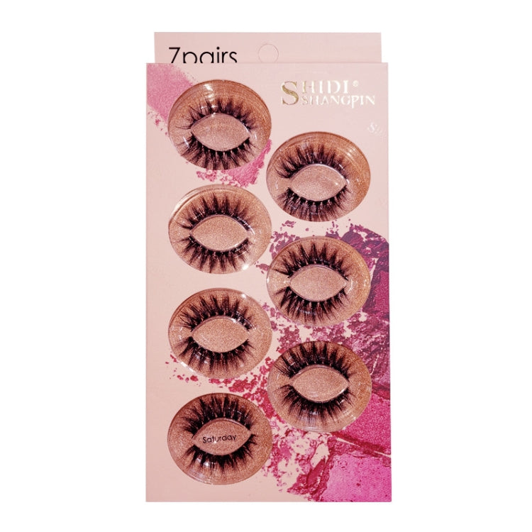 ShidiShangpin 3D Mink False Eyelashes Natural Three-Dimensional 7 Pairs Of Eyelashes Set, Monday, Tuesday, Wednesday, Thursday, Friday, Saturday, Sunday, Mixed Pack