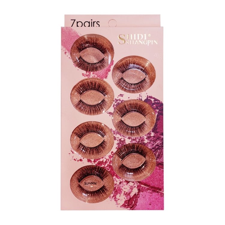 ShidiShangpin 3D Mink False Eyelashes Natural Three-Dimensional 7 Pairs Of Eyelashes Set, Monday, Tuesday, Wednesday, Thursday, Friday, Saturday, Sunday, Mixed Pack