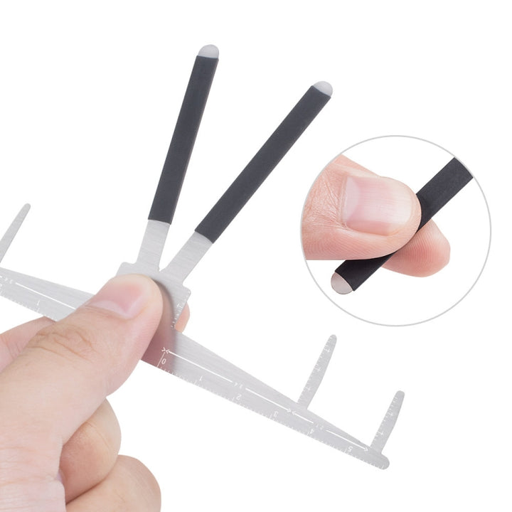 Three-point Positioning Stainless Steel Eyebrow Ruler