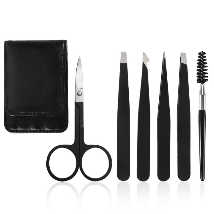 6-In-1 Stainless Steel Eyebrow Trimming Set, Black, Colorful