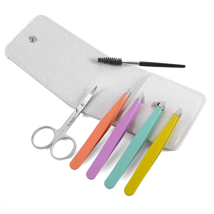 6-In-1 Stainless Steel Eyebrow Trimming Set, Black, Colorful