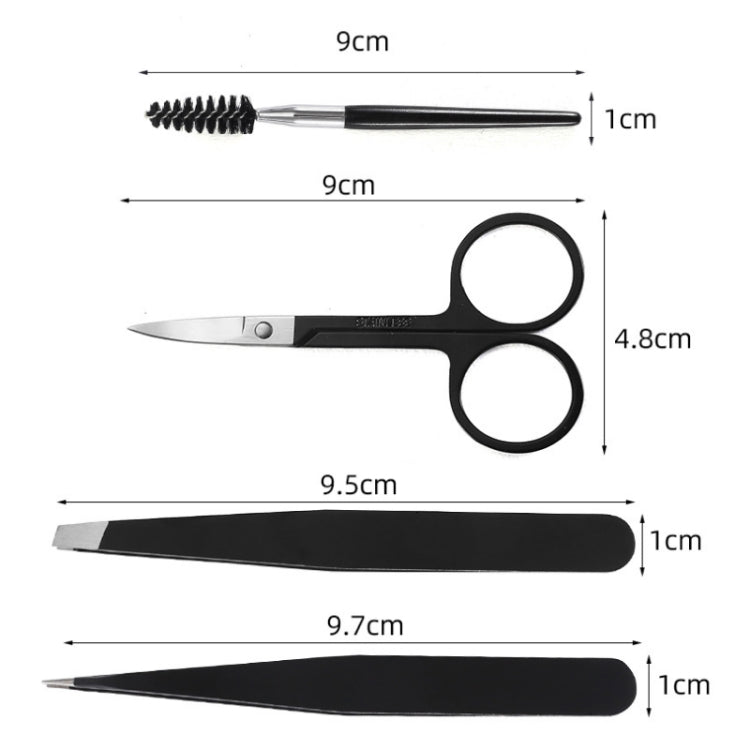 6-In-1 Stainless Steel Eyebrow Trimming Set, Black, Colorful