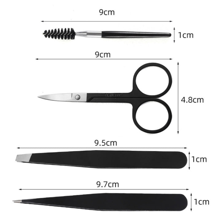 6-In-1 Stainless Steel Eyebrow Trimming Set, Black, Colorful