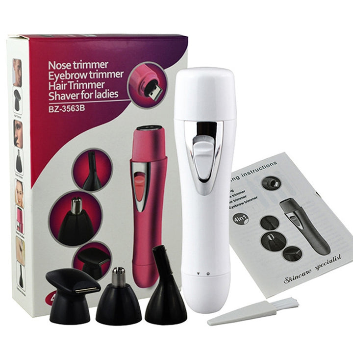 BZ-3563B 4 In 1 USB Shaver Nose Hair Trimmer, Pink, Black, White