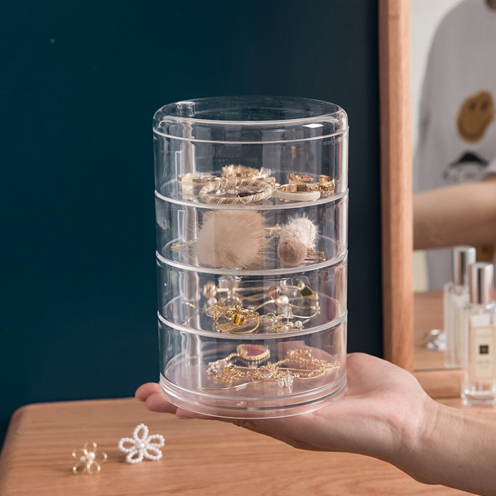 4-Layer Rotating Transparent Jewelry Box Desktop Storage Rack