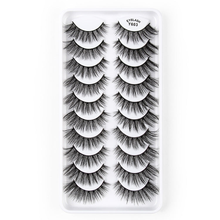 10 Pairs 3D Cat Eye False Eyelashes Naturally Thick And Fluffy Eyelashes, Y600, Y601, Y602, Y603, Y604, Y605, Y606, Y607, Y608, Y609