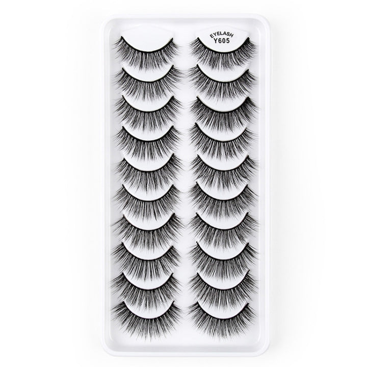 10 Pairs 3D Cat Eye False Eyelashes Naturally Thick And Fluffy Eyelashes, Y600, Y601, Y602, Y603, Y604, Y605, Y606, Y607, Y608, Y609