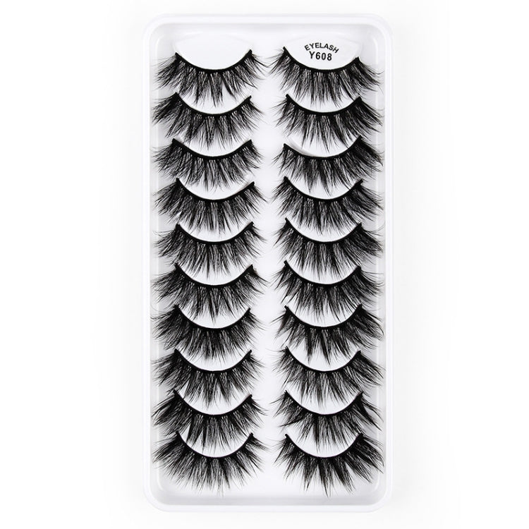 10 Pairs 3D Cat Eye False Eyelashes Naturally Thick And Fluffy Eyelashes, Y600, Y601, Y602, Y603, Y604, Y605, Y606, Y607, Y608, Y609