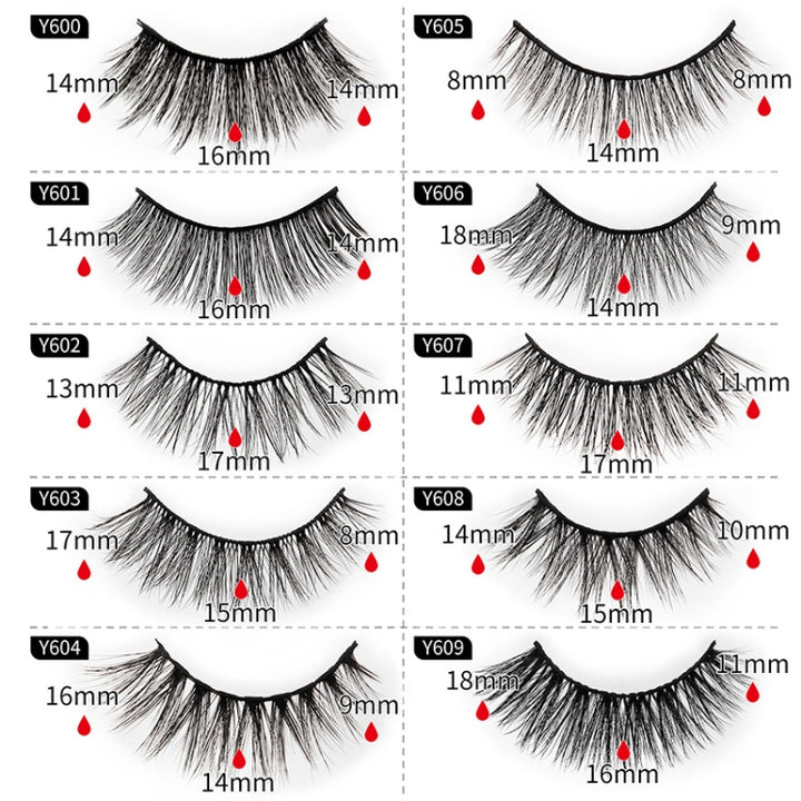 10 Pairs 3D Cat Eye False Eyelashes Naturally Thick And Fluffy Eyelashes, Y600, Y601, Y602, Y603, Y604, Y605, Y606, Y607, Y608, Y609