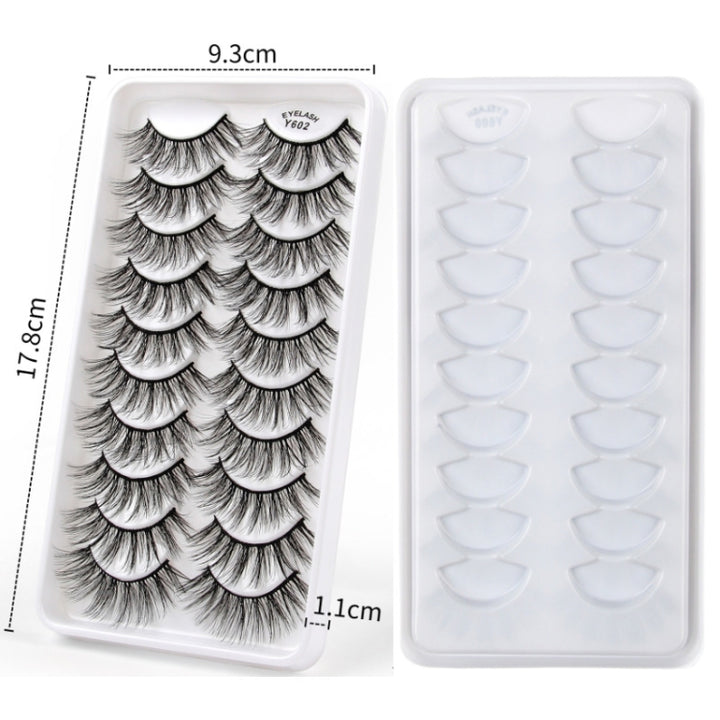 10 Pairs 3D Cat Eye False Eyelashes Naturally Thick And Fluffy Eyelashes, Y600, Y601, Y602, Y603, Y604, Y605, Y606, Y607, Y608, Y609