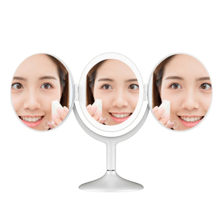 LED Desktop Folding Three-Faceted Makeup Mirror, HZJ-001