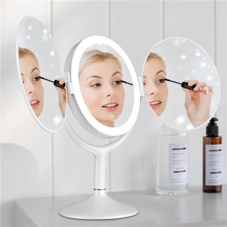 LED Desktop Folding Three-Faceted Makeup Mirror, HZJ-001